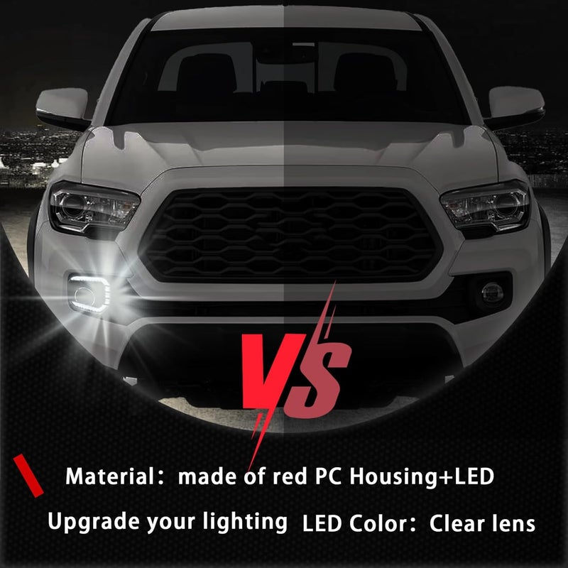 PGTOPONE Switchback White/Amber LED Front Fog Daytime Running Lamp w/Dynamic Flash LED Turn Signal Light Feature Kit For Toyota TACOMA 2016-2023 SR TRD Pro Replacement Front Bumper (16-23) - Image 5